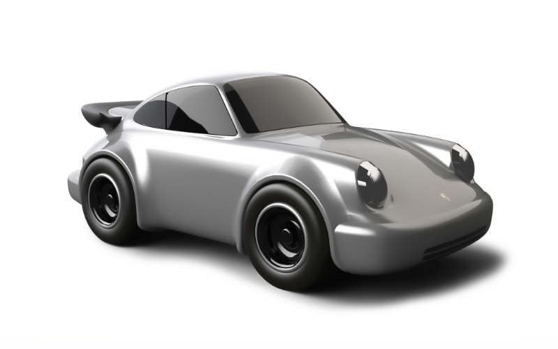 Baghera Porsche 911 Rennwagen in silberner Farbe Spielzeugauto Seitenansicht