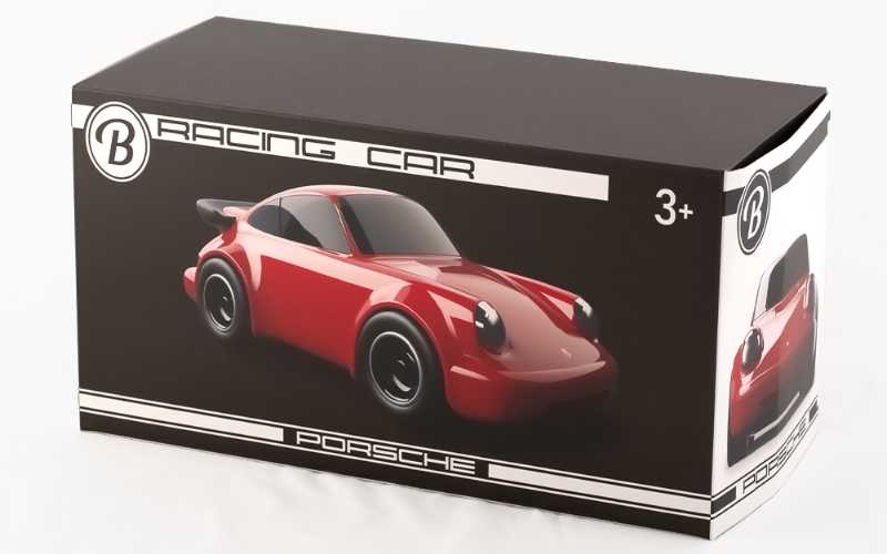 Rotes Porsche Spielzeugauto von Baghera Verpackung