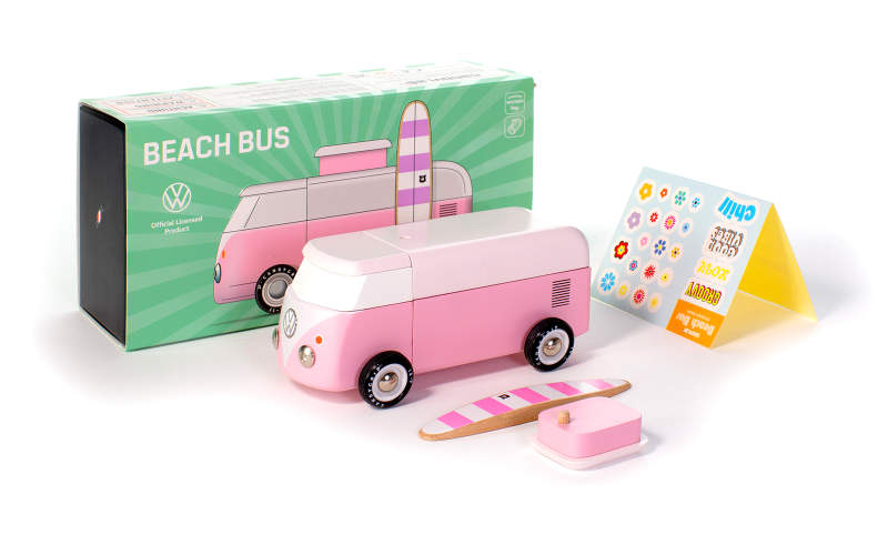 Candylab Toys VW Beach Bus Pink | Volkswagen Holzauto Campingbus