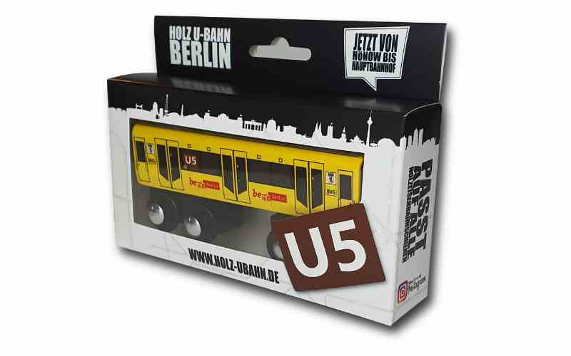 Holzeisenbahn Berliner U-Bahn U5 Bauer und Sohn Holzubahn für Spielzeug Eisenbahn