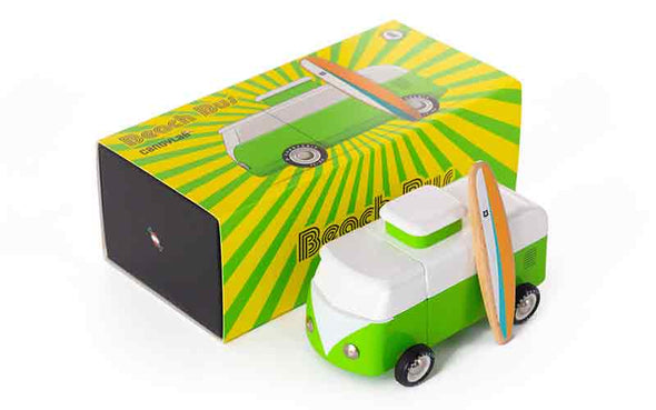Candylab Toys Beach Bus Jungle Grün | Holzspielzeug Campervan Verpackung