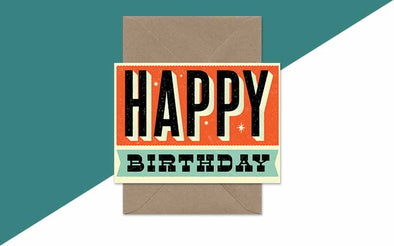 Grusskarte für Geburtstag "Happy Birthday" in Retro Desing Lettern