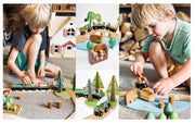 Holz Eisenbahn Set Waldarbeiter von Tenderleaf | Holzeisenbahn mit viel Forstwirtschaft Zubehör