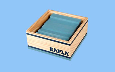 KAPLA® Steine 40 Quadrat Box mit hellblau farbigen Holzbausteinen für Kinder