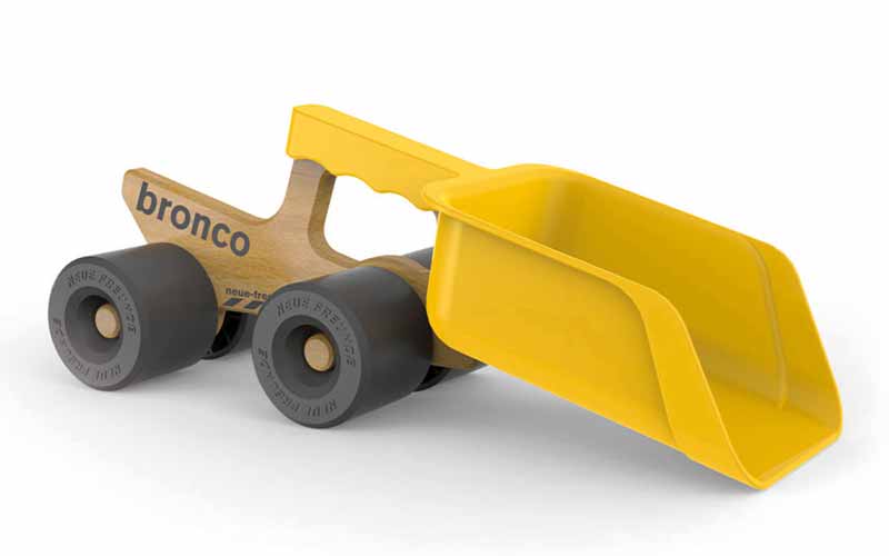 Sandkasten Spielzeug Bagger "Bronco" | Das Sandspielzeug Baufahrzeug von Neue Freunde ist als Fahrzeug im Sand schön stabil