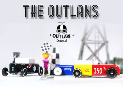 The Outlaws sind Hotrods aus Holz von Candylab Toys