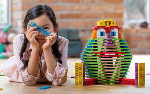 Bausteine von Bioblo für Kinder sind eine nachhaltige Alternative als Konstruktionsspielzeug bei Holzflitzer