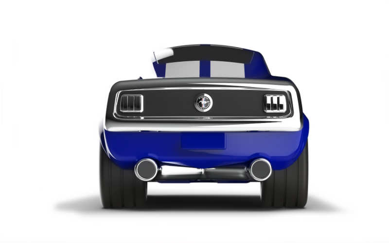 Baghera Ford Mustang blau Spielzeig Rennauto Rückansicht