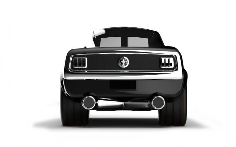 Baghera Ford Mustang schwarz Spielzeig Rennauto Rückansicht