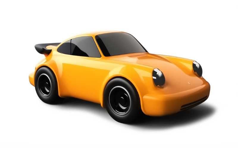 Baghera Porsche 911 Rennwagen in gelber Farbe Spielzeugauto Seitenansicht