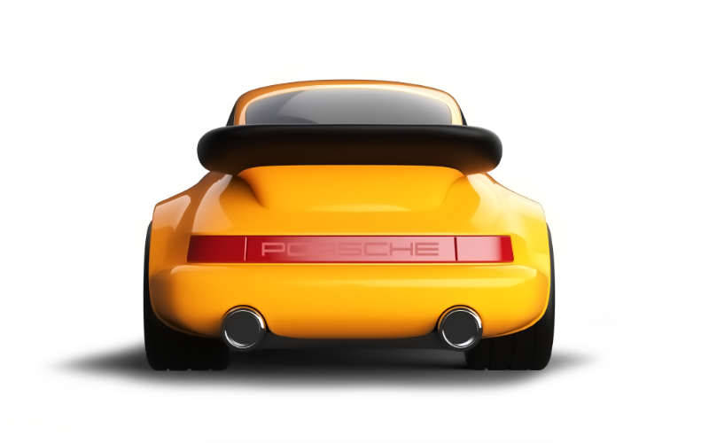 Baghera Porsche 911 in gelber Farbe mit Porsche Schriftzug | Spielzeug Rennauto