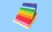 BAUSPIEL Große Bautreppe in bunten Regenbogen Farben und 100 Teilen
