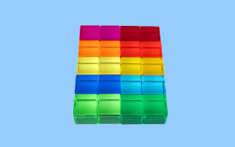 20 colorful acrylic light-building cubes | BAUSPIEL