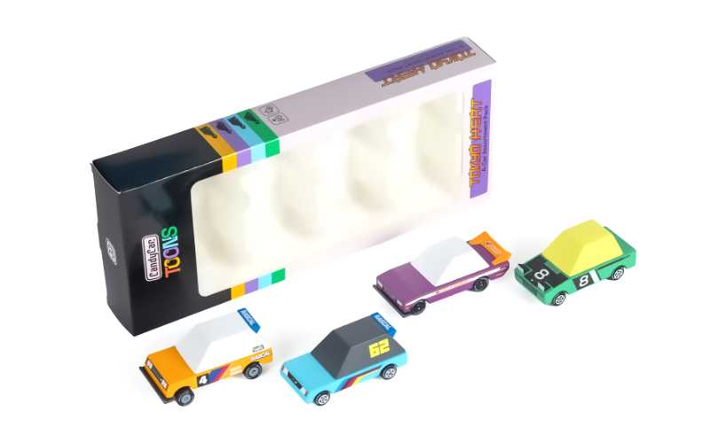 Candycar Tokyo Heat 4-Pack Set von Candylab Toys – modernes Holz-Spielzeugauto-Set