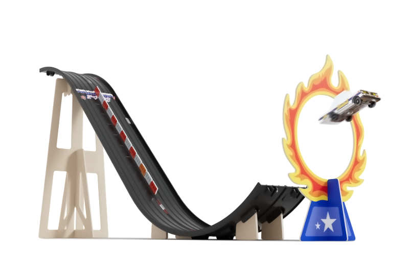 Candylab Toys Candycar Jump Playset – Sprungschanze mit Stuntville Holzauto