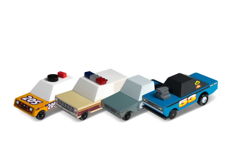 Candylab Toys Candycar Toons Rust Patrol 4-Pack – hochwertige Holz-Spielzeugautos für Kinder