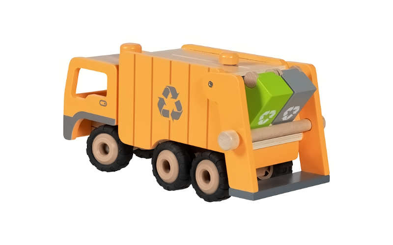 Camion-poubelle Eco orange en bois | goki