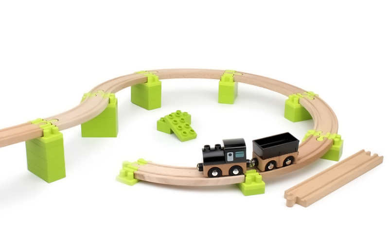 Holzeisenbahn Adapter für große Klemmbausteine | NOPPI Set Steigung von Neue Freunde