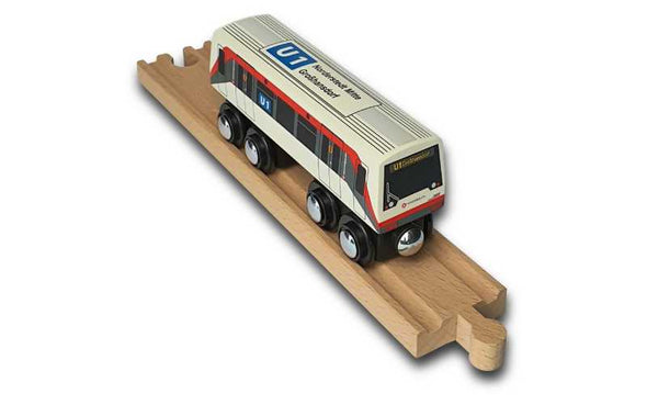 Holzeisenbahn Hamburger Hochbahn U-Bahn U1 Spielzeug Holzubahn von Bauer&Sohn