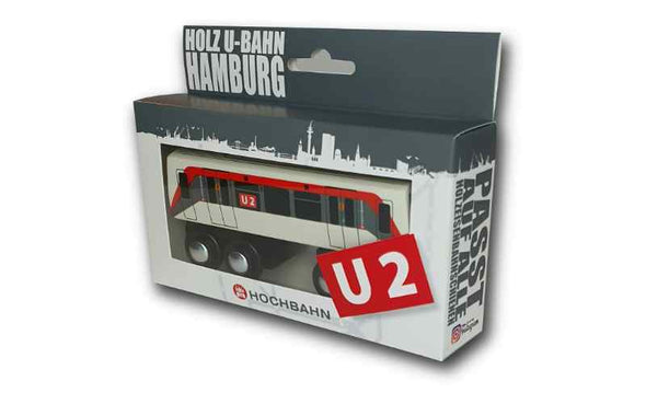 Holzeisenbahn Hamburg U-Bahn U2 Bauer und Sohn Holzubahn für Spielzeug Eisenbahn