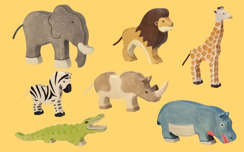 Kleines Afrika Tiere Set aus 7 Holztieren der Marke HOLZTIGER