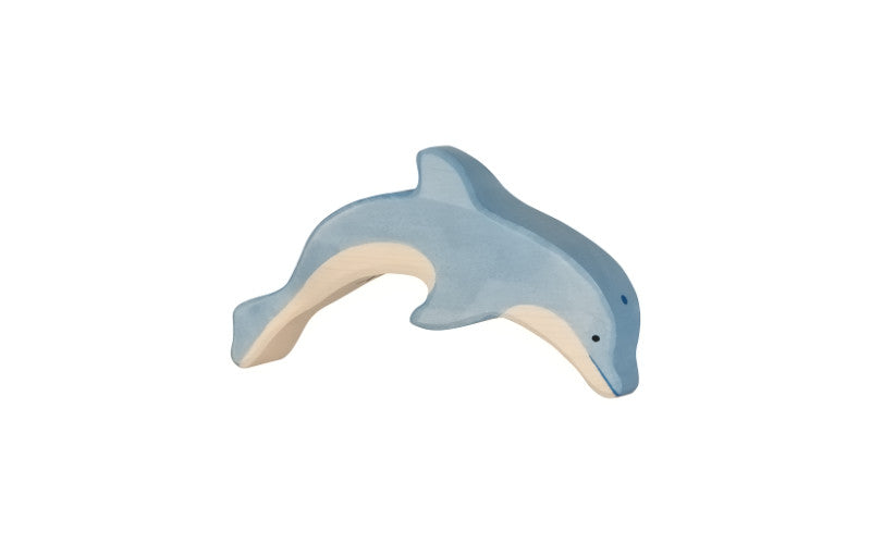 Delphin Holztier für Kinder hellblau bemalt von der Marke Holztiger | Holztiere & -figuren