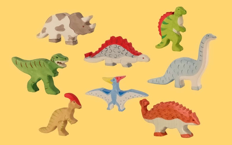 Holztiger Dinosaurier | 8 teiliges Set Dino Holztiere