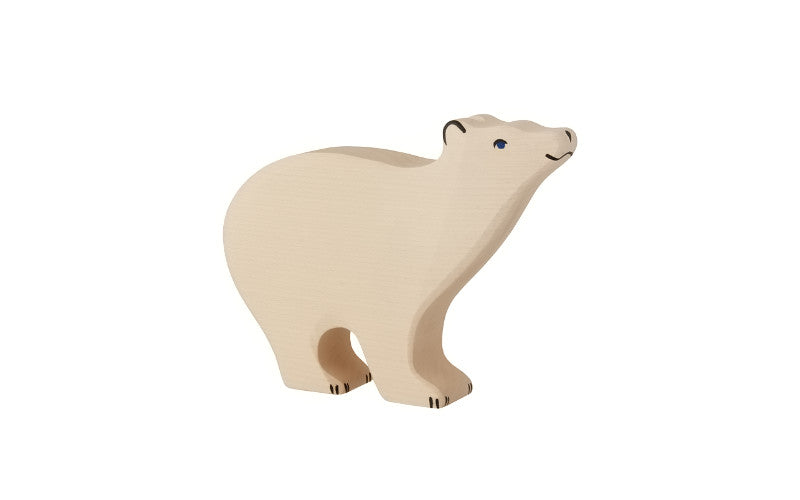 Eisbär Holztier für Kinder weiß bemalt von der Marke Holztiger | Holztiere & -figuren