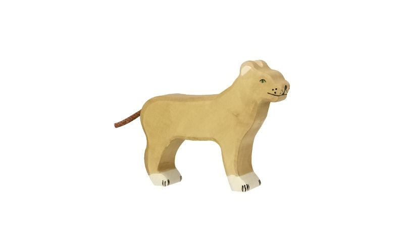 HOLZTIGER stehender Löwe (weiblich) Holztier Holztier | Afrika Tierfigur aus Holz
