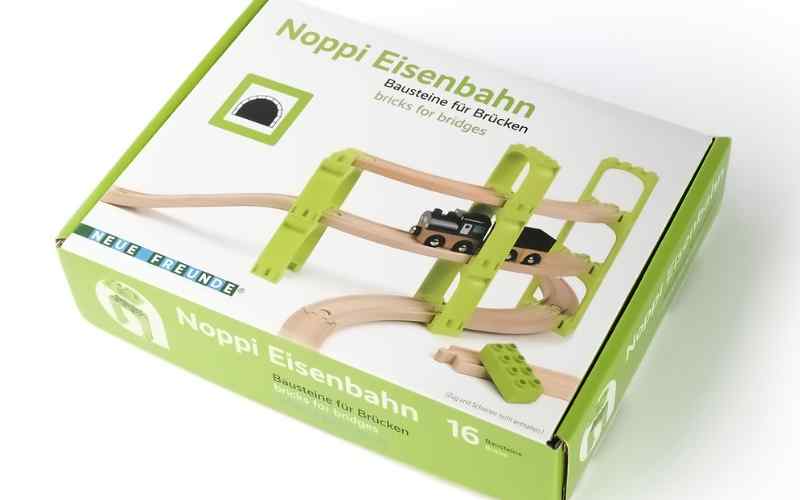 Neue Freunde NOPPI Holzeisenbahn Adapter für große Klemmbausteine | Brücken & Tunnel
