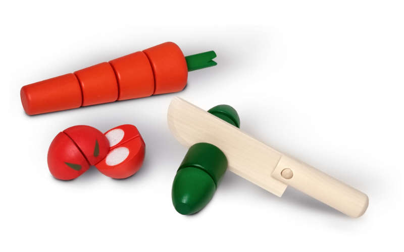 Nic Gemüse aus Holz mit Spielzeugmesser zum Schneiden Lernen | Holzspielzeug Klettgemüse