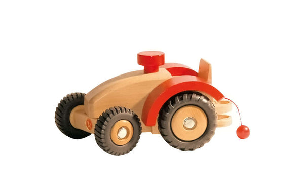 Ostheimer Traktor | Lenkbarer Holzspielzeug Trecker aus Holz für Bauernhof