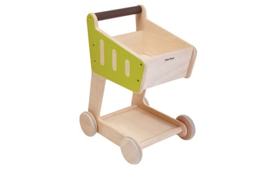 Plantoys Einkaufswagen aus Holz | Spielzeug für Kinder, die gern Einkaufen spielen - mit dem Einkaufstrolley noch realistischer Spielen.
