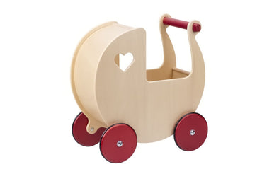 Puppenwagen aus Holz (Natur) | Moover Toys Holzspielzeug Kinderwagen für Puppen und Kuscheltiere