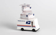 Spielzeugauto von Candylab Toys USPS Mailvans (Postauto) im Candyvan Stil aus Holz