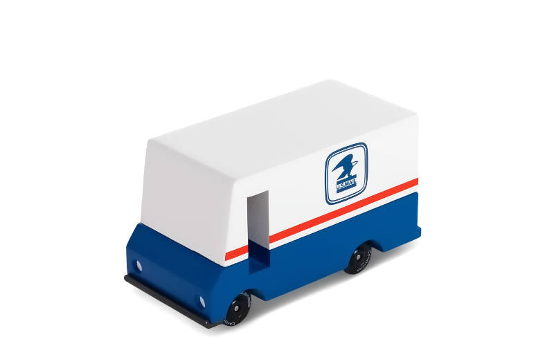 Spielzeugauto von Candylab Toys USPS Vintage Mailvan Holzauto