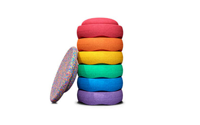 Stapelstein Rainbow Set mit 7 Steinen inklusive Confetti Board | Stapelstein Rainbow Green Edition