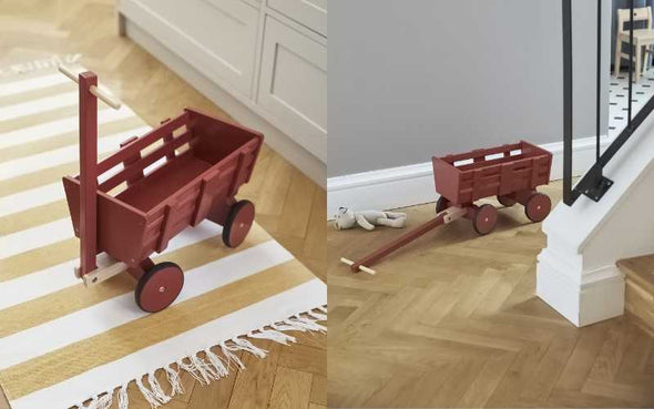 Bollerwagen aus Holz für Puppen und Kuscheltiere in Rot und aus Holz | Kids Conept Puppenwagen 