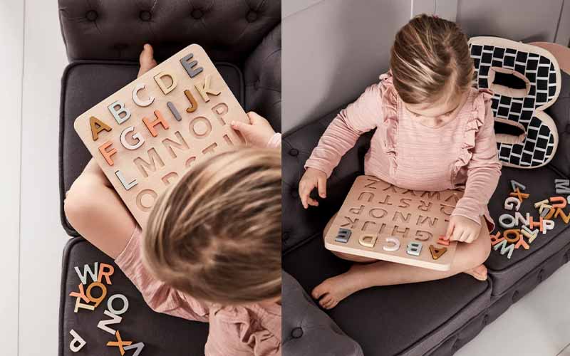 Houten letterpuzzel van Kids Concept | letters