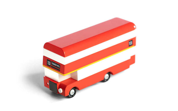 Candycar London Bus Holzauto | Roter Doppeldecker Spielzeugauto von Candylab Toys 