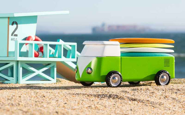 Candylab Toys Beach Bus Jungle Grün | Surfvan Holzauto für Kinder und Sammler