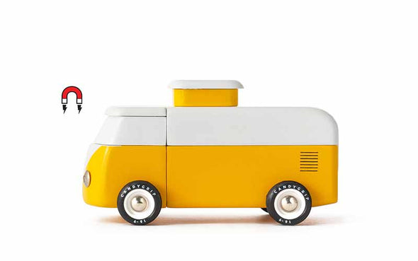 Candylab Toys Beach Bus Sunset Gelb | Holzspielzeug Campervan für Kinder