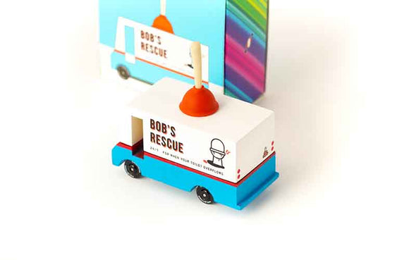 Candylab Toys Candycar Klempnerwagen mit Pümpel "Plumbing Van" | Holz-Spielzeugauto aus Buchenholz