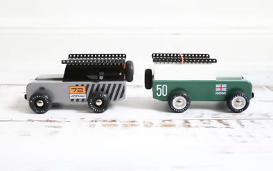 Candylab Toys Drifter 2er Set mit den Holzautos Drifter Kodiak und dem Sondermodell Drifter 50 | Britische Geländewagen als Holzspielzeugauto