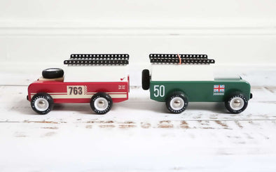 Candylab Toys Drifter 2er Set mit den Holzautos Drifter 50 und Drifter Nigel | Britische Geländewagen als Holzspielzeugauto