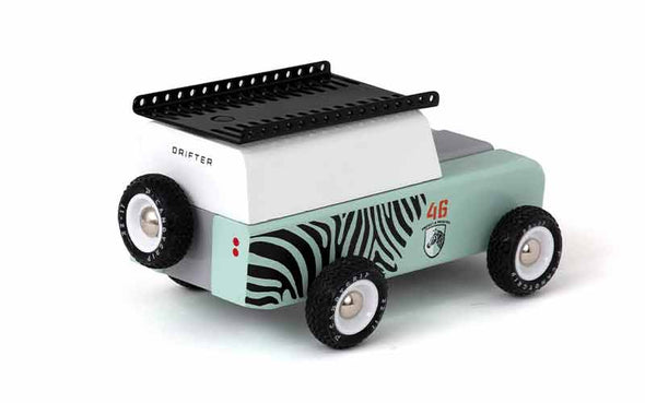 Candylab Toys Drifter Zebra Holzspielzeug Safari Edition mit Dachgepäckträger