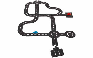 Play road made of felt with 2 vehicles | goki