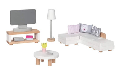 Goki Puppenhaus Möbel Wohnzimmer | Holzspielzeug Puppenmöbel