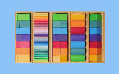 Grimms Formen und Farben Holzbaustein Kastenset | Montessori Holzspielzeug