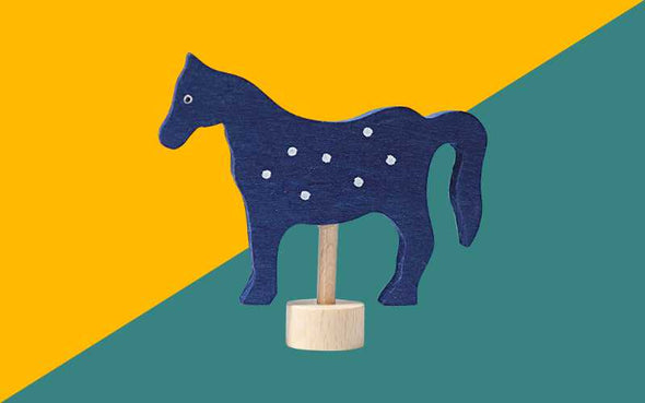 Grimms Geburtstagsstecker blaues Pferd für Geburtstagsring und -spirale